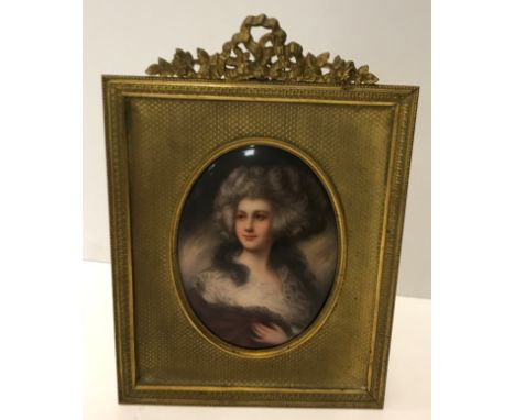 BERLIN KPM AFTER GAINSBOROUGH “Mrs. Mulgrave”, a portrait study, oval, in gilt frame, inscribed verso “Mrs Mulgrave nach Gain