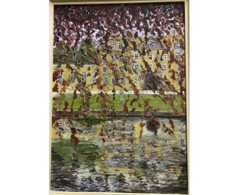 20TH CENTURY ENGLISH SCHOOL "Laundry Pond", study of pond with tree in foreground, indistinctly signed lower left and labelle