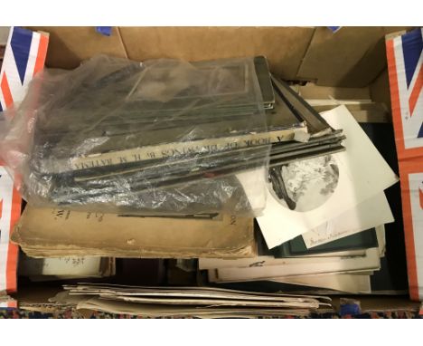 A box of various prints, books and ephemera including FRANK HOLLAND "Political Cartoons", reprinted from The Star, circa 1907