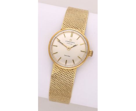 Eterna-matic, Retailed by Türler. A lady’s gold bracelet watch, Ref. 744TN, Sahida, circa 1975. Movement: quartz. Dial: silve