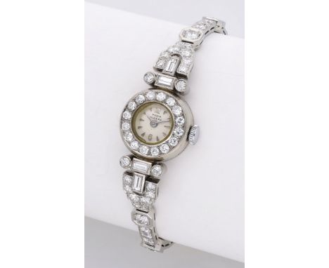 Para Klasse. A lady’s white gold and diamond-set cocktail watch, circa 1930. Movement: manual winding, 17 jewels. Dial: silve