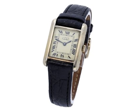 Must de Cartier. A lady’s gold plated rectangular wristwatch, Tank, 1979. Movement: cal. 2512, manual winding, 17 jewels. Dia