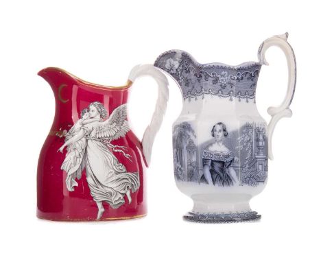 VICTORIAN COMMEMORATIVE JUG,celebrating the Swedish opera singer Jenny Lind's first performance in London in 1847, transfer p