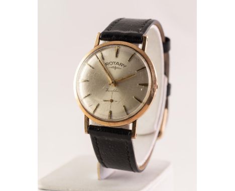 GENT'S ROTARY 9ct GOLD SWISS WRISTWATCH with 15 jewels incabloc movement, circular silvered dial with batons and subsidiary s