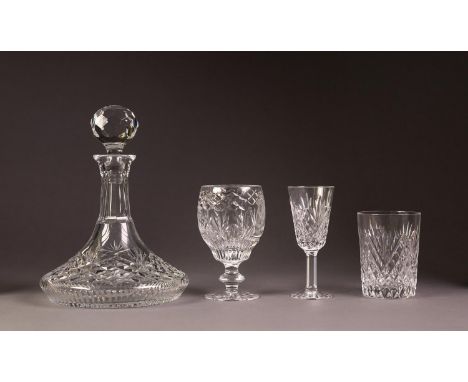 ELEVEN BOXED ITEMS OF IRISH-TYRONE CRYSTAL CUT GLASS WARES 'ANTRIM' PATTERN viz Ships decanter and stopper, 8 sherry glasses 