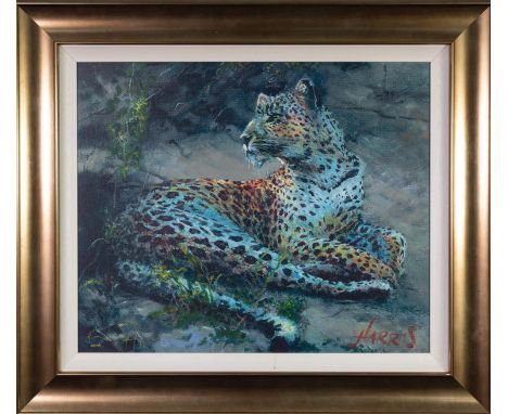 ROLF HARRIS (b.1930) ARTIST SIGNED LIMITED EDITION COLOUR PRINT ?Leopard Reclining at Dusk?, (46/195), no certificate 20? x 2