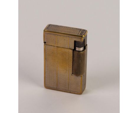 LANCEL, PARIS, VINTAGE GOLD PLATED AND ENGINE TURNED POCKET CIGARETTE LIGHTER, 2in (5cm) high 
