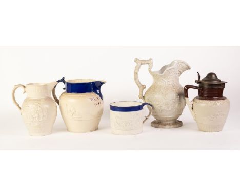 AN EARLY VICTORIAN CHARLES MEIGH, STAFFORDSHIRE MOULDED STONEWARE JUG, 'Julius Caesar' Published 1839, 8 1/2" (21.5)&nbsp;hig