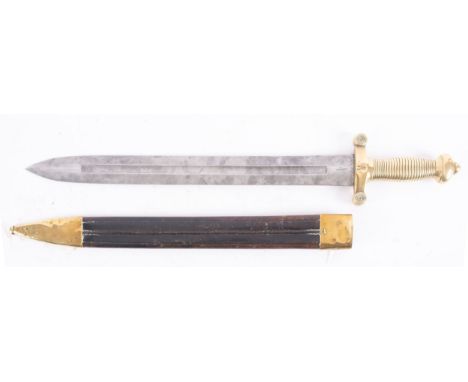 .An 1832 pattern foot artillery sword, maker Wester and Co. Solingen. straight double edged fullered blade, stamped as per ti