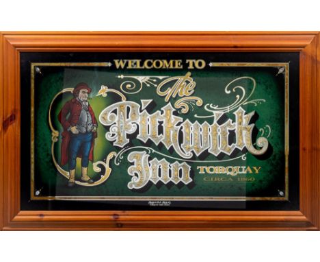 David Adrian Smith, Signworks Signs Co. Torquay. A 20th century coachwork stain glass advertising mirror 'Welcome to The Pick