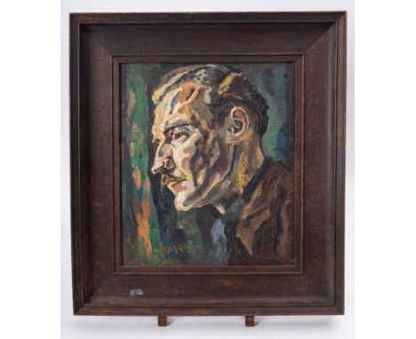 George Haig, 2nd Earl Haig (British, 1918-2009) Portrait of Lieutenant Richard AngoveOil on board37 x 32cmInscription on the 
