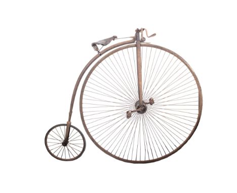 A Victorian Ordinary Bicycle, the 52 inch spoked driving wheel with solid rubber tyre, adjustable peddle cranks and solid rub