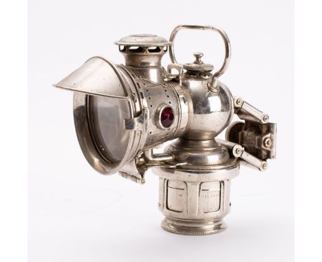 A Lucas No 268 .Colonia King' acetylene bicycle lamps, with plated finish stamped as per title to chimney,  the 3 inch lens w