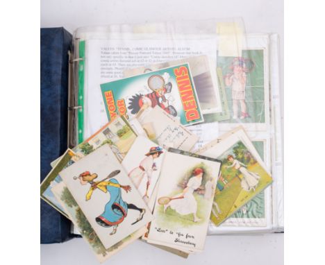 An album of Tennis postcards approximately 360 cards, photographic, comic, romantic and educational, mostly relating to women