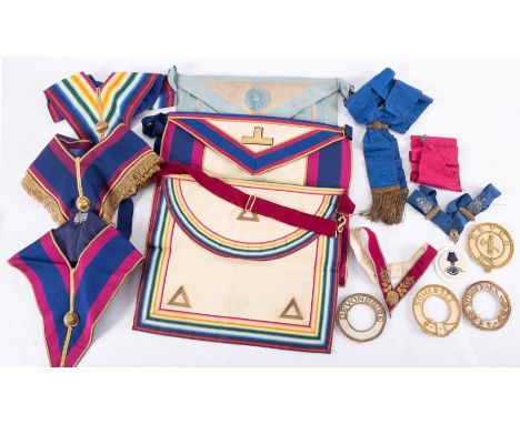 A case of Masonic regalia silver and enamel medals.