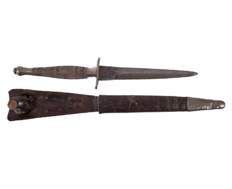 A WWII Fairbairn Sykes Fighting Knife, First Pattern, Type Two, maker Wilkinson Sword, London, the straight double edge blade