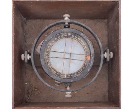 A type P11 3 inch  spit bar compass in wooden case. 