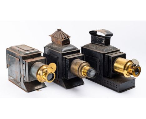 A group of three late 19th/early 20th century brass and tinplate Magic Lanterns (3)