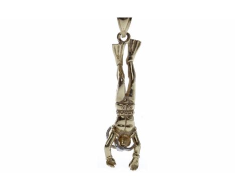 SCUBA DIVER PENDANT ON CHAINthe pendant modelled in the round and with white highlights, 38mm long excluding bale, marked for