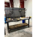 Steel Table, 3' X 8' X 1/2", w/ Wilton 4" Bench Vise