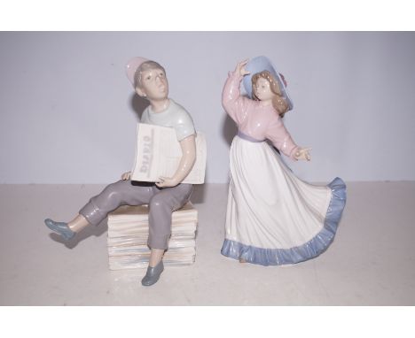 Nao newspaper boy &amp; nao figure of a girl Tallest 23 cm 
