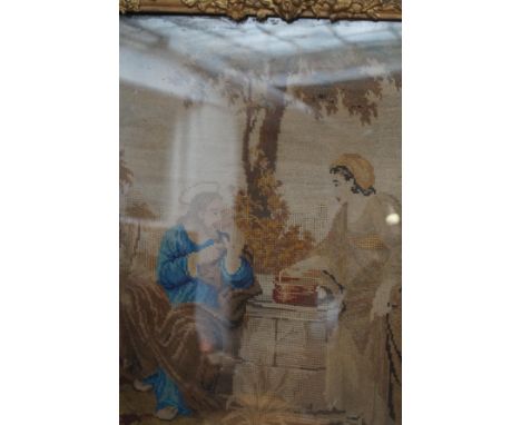 Early Victorian tapestry biblical scene 