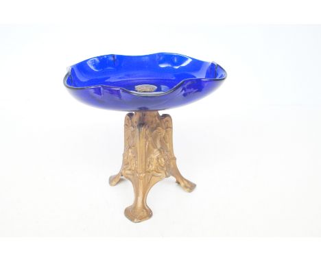 Bristol blue glass bowl Arts Nouveau dish Height 17 cm 