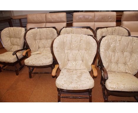 6 Ercol style stick back arm chairs 