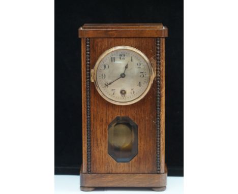 Miniature oak mantle clock Height 21 cm 