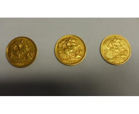Three half Sovereigns all Edward VII dated 1906, 1906 and 1907 - all have light scratches 
