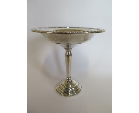 A Preisman sterling silver sweet meat dish with weighted base - 15cm tall -  total weight approx 7 troy oz - clean condition 