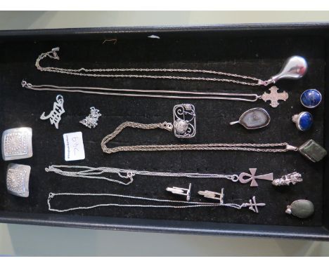 A collection of sterling and Egyptian silver jewellery, also some un-marked but tested as silver - A continental grape and vi