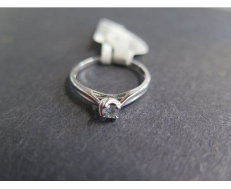 A 9ct white gold diamond solitaire ring  - Size L - Approx 1.5 grams - light scratches usage wear otherwise good 