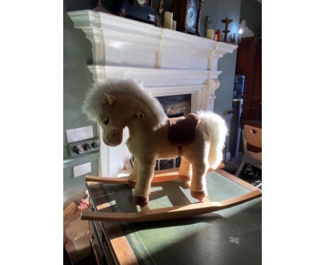 Steiff Luxury large (appears as sold )Rocking horse Franzi Model &nbsp;70cm high Blonde plush on bow rockers engraved with St