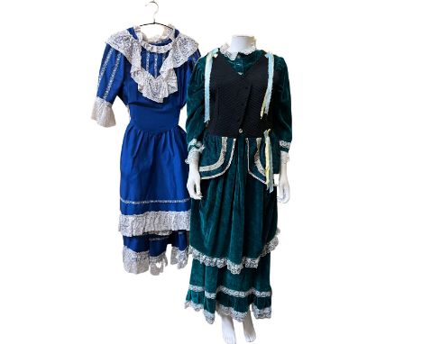 A group of 17 theatrical dresses and three pieces consisting of skirt, blouse and waistcoats in 18th and 19th century styles 