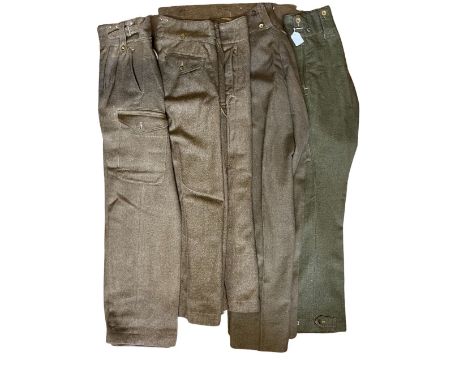 A quantity of pairs of army trousers to include 6 pairs of 1949 pattern battle dress, one pair of 1940 pattern, one pair stam