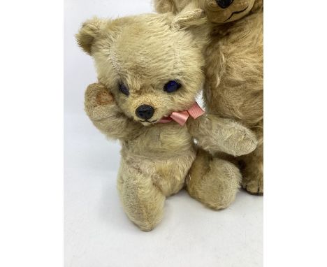 Merrythought vintage Cheeky teddy , with original bells in ears with velvet snout and brown felt pads 12&rdquo; tall articula