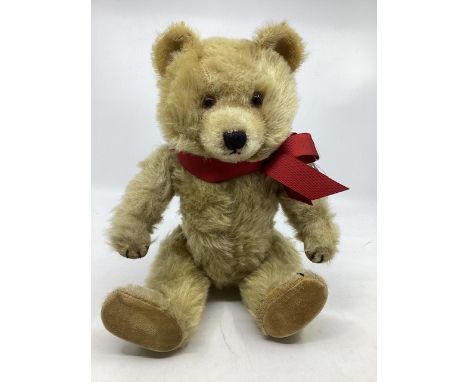 Vintage Ting a Ling Chiltern bruin articulated golden Teddy bear , with stitched snout and smile and claws, flat velvet cover