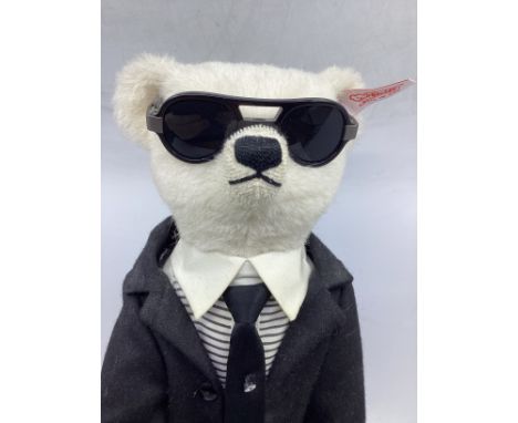 Steiff Karl Lagerfeld Teddy bear 652726 white tag 15&rdquo; mohair teddy bear dressed in the iconic suiting of the late Karl 