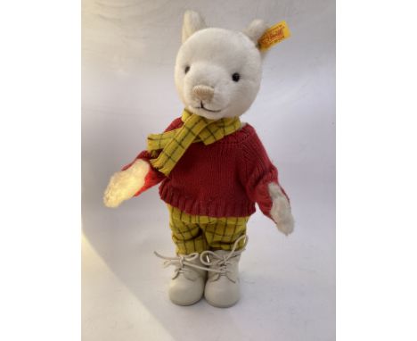 Steiff standing vintage Rupert The Bear teddy bear toy 11&rdquo; tall with tag ref 662782 Made in German in Rupert attire &nb