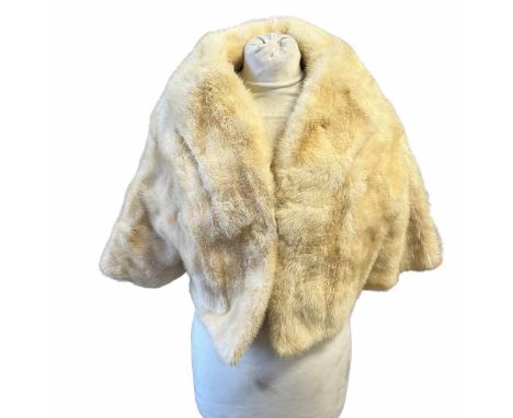 A 1950s palomino mink shrug jacket with silk damask lining (lining has significant shred), a structured fur stole with attach