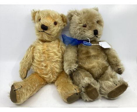 Vintage late 1950s Chiltern Hugmee teddy bear 13&rdquo; with label and another Golden English teddy bear 14&rdquo; &nbsp;with
