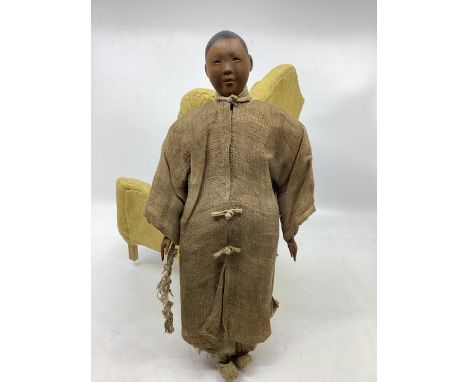 Antique Door Of Hope Fine doll 1905, Pear wood Carved Male c 11.5&rdquo; doll with Carved head and hands( some finger damage 