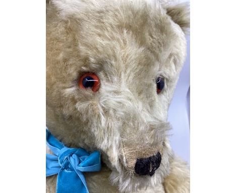 Vintage Very Large 27” Chiltern Teddy bear , with long arms with velvet pads and most claws, and large thigh legs with velvet