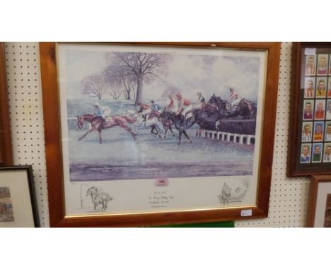 A limited edition racing print after C.J Roche, 'At The First', The Lady Dudley Cup, Chaddesley Corbett, Worcestershire. Sign