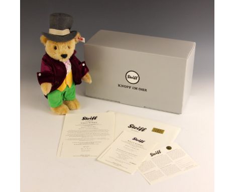 A boxed Danbury Mint Steiff 'Willy Wonka', blond, with original papers and Golden Ticket, numbered 567 of 5000, 30cm includin