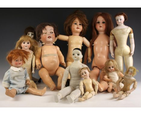 A Heubach Koppelsdorf 250.4 German bisque head doll, rolling grey eyes and open mouth, composite body and jointed limbs, alon