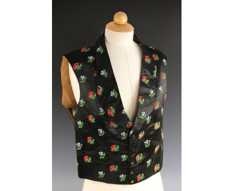 A Regency black silk embroidered waistcoat, early 19th Century, by repute belonging to Sir Richard Richard DL FRS PC (Welsh, 