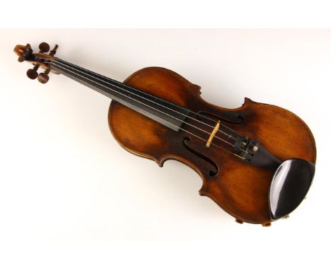 A German single-piece maple back students' violin by Andreas Hoyer II (c. 1729-1788), paper label to the interior, the body 3