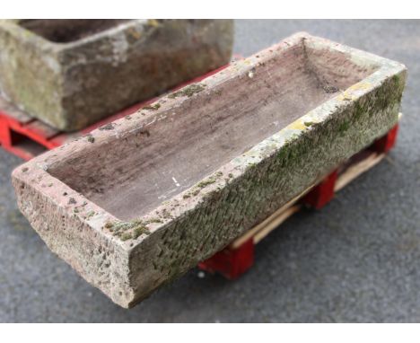 A rectangular sandstone trough, 23cm H x 128cm W x 45cm D